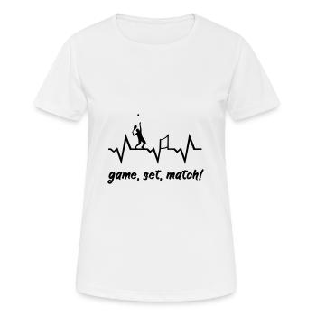 Tennis Puls Herzschlag - Frauen T-Shirt atmungsaktiv - Weiß - Vorne - AI Model Female 172 dark (172cm)