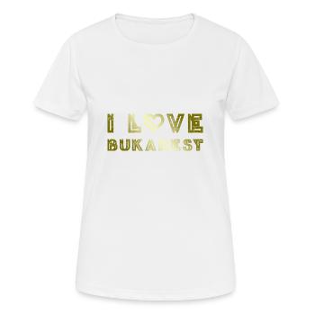 I Love Bukarest - Frauen T-Shirt atmungsaktiv - Weiß - Vorne - AI Model Female 172 dark (172cm)