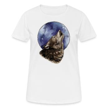 Wolf und Mond - Frauen T-Shirt atmungsaktiv - Weiß - Vorne - AI Model Female 172 dark (172cm)