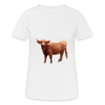 Bovins écossais Highland - T-shirt respirant Femme - blanc - Devant - AI Model Female 172 dark (172cm)