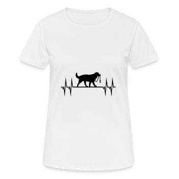 Dog with leash and EKG heartbeat - Women's Breathable T-Shirt - white - Front - AI Model Female 172 dark (172cm)