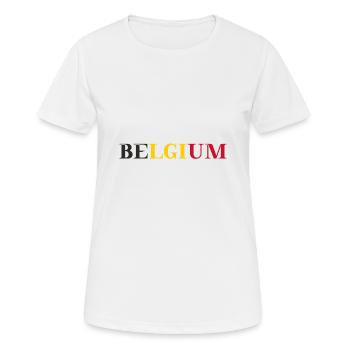 Idée cadeau Belgique Drapeau Belge - T-shirt respirant Femme - blanc - Devant - AI Model Female 172 dark (172cm)