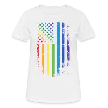 LGBT - Frauen T-Shirt atmungsaktiv - Weiß - Vorne - AI Model Female 172 dark (172cm)