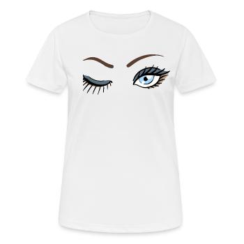 Augen Zwinker - Frauen T-Shirt atmungsaktiv - Weiß - Vorne - AI Model Female 172 dark (172cm)
