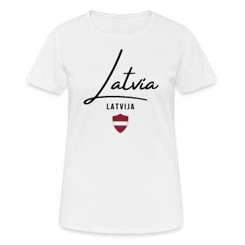 Lettische Flagge, Lettische Flagge - Frauen T-Shirt atmungsaktiv - Weiß - Vorne - AI Model Female 172 dark (172cm)
