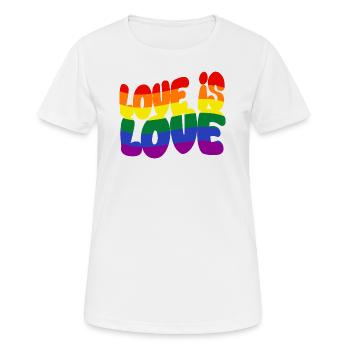 Love is Love – Stolz. Sichtbar. Selbstverständlich - Frauen T-Shirt atmungsaktiv - Weiß - Vorne - AI Model Female 172 dark (172cm)