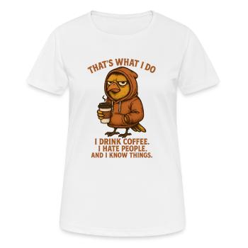 Je déteste les gens café lève-tôt - T-shirt respirant Femme - blanc - Devant - AI Model Female 172 dark (172cm)