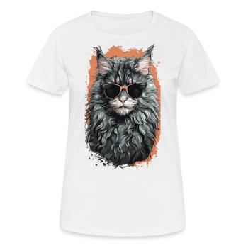 La fraîcheur du chat Maine Coon en forme de chat - T-shirt respirant Femme - blanc - Devant - AI Model Female 172 dark (172cm)