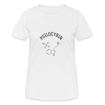 Molécule de psilocybine avec lettrage - T-shirt respirant Femme - blanc - Devant - AI Model Female 172 dark (172cm)