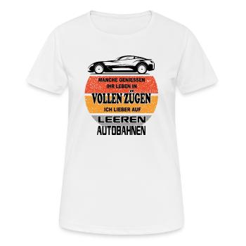 Sprüche Autofahrer Bundesbahn Autobahn - Frauen T-Shirt atmungsaktiv - Weiß - Vorne - AI Model Female 172 dark (172cm)