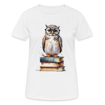 Hibou érudit - Aquarelle - T-shirt respirant Femme - blanc - Devant - AI Model Female 172 dark (172cm)