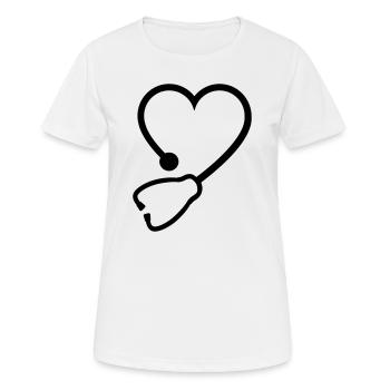 stéthoscope - T-shirt respirant Femme - blanc - Devant - AI Model Female 172 dark (172cm)