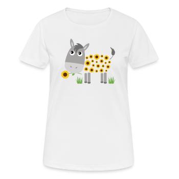 Donkey with sunflowers instead of fur - Women's Breathable T-Shirt - white - Front - AI Model Female 172 dark (172cm)