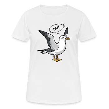 "Nö" Möwe -Nordsee Design - Frauen T-Shirt atmungsaktiv - Weiß - Vorne - AI Model Female 172 dark (172cm)