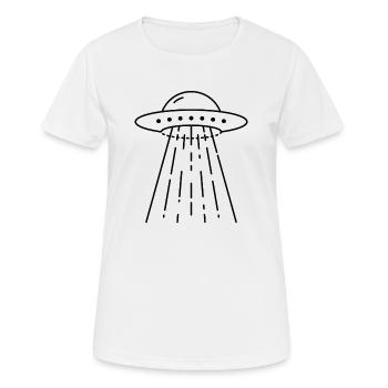Ufo - Frauen T-Shirt atmungsaktiv - Weiß - Vorne - AI Model Female 172 dark (172cm)