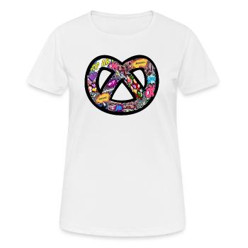 Pop-Art-Pretzel-T-Shirt-Logo - Frauen T-Shirt atmungsaktiv - Weiß - Vorne - AI Model Female 172 dark (172cm)