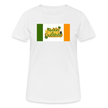 "Feckin' Gobshite" Ireland Flag, Irish Insult - Women's Breathable T-Shirt - white - Front - AI Model Female 172 dark (172cm)