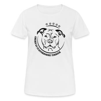 American Staffordshire Terrier Hunde Hund Wilsigns - Frauen T-Shirt atmungsaktiv - Weiß - Vorne - AI Model Female 172 dark (172cm)