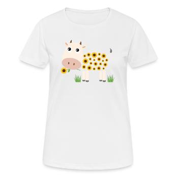 Cow with sunflowers instead of fur - Women's Breathable T-Shirt - white - Front - AI Model Female 172 dark (172cm)
