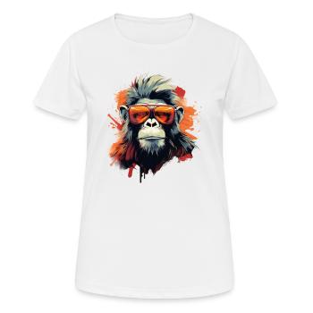 Cooler Party Affe mit Sonnenbrille - Frauen T-Shirt atmungsaktiv - Weiß - Vorne - AI Model Female 172 dark (172cm)