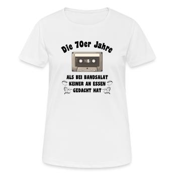 Années 70 - Enfance dans les années 70 - Cassette - T-shirt respirant Femme - blanc - Devant - AI Model Female 172 dark (172cm)