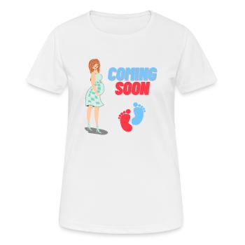 Annonce de grossesse - T-shirt respirant Femme - blanc - Devant - AI Model Female 172 dark (172cm)