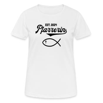 Pfarrerin est 2024 Fisch Symbol Christentum Kirche - Frauen T-Shirt atmungsaktiv - Weiß - Vorne - AI Model Female 172 dark (172cm)