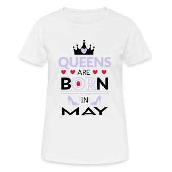 Birthday Queen born in May - Frauen T-Shirt atmungsaktiv - Weiß - Vorne - AI Model Female 172 dark (172cm)