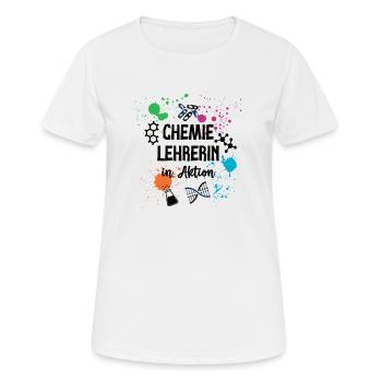 Chemie Lehrerin in Aktion Chemielehrerin Chemiker - Frauen T-Shirt atmungsaktiv - Weiß - Vorne - AI Model Female 172 dark (172cm)