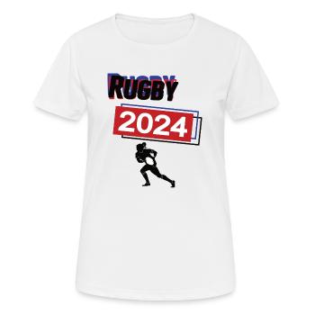 Rugby Spielerin Team Turnier Mannschaft 2024 - Frauen T-Shirt atmungsaktiv - Weiß - Vorne - AI Model Female 172 dark (172cm)