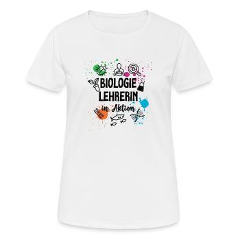 Biologie Lehrerin in Aktion Biolehrerin Lehrer Bio - Frauen T-Shirt atmungsaktiv - Weiß - Vorne - AI Model Female 172 dark (172cm)