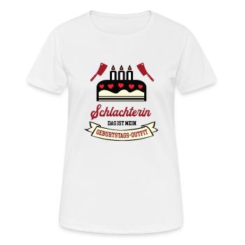Geburtstag Schlachterin Schlachter Frau Metzgerin - Frauen T-Shirt atmungsaktiv - Weiß - Vorne - AI Model Female 172 dark (172cm)