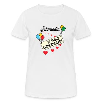 Schmiedin Jubiläum 10 Jahre 10. jähriges Jubi - Frauen T-Shirt atmungsaktiv - Weiß - Vorne - AI Model Female 172 dark (172cm)