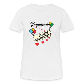 Verputzerin Jubiläum 10 Jahre 10. jähriges Jubi - Frauen T-Shirt atmungsaktiv - Weiß - Vorne - AI Model Female 172 dark (172cm)