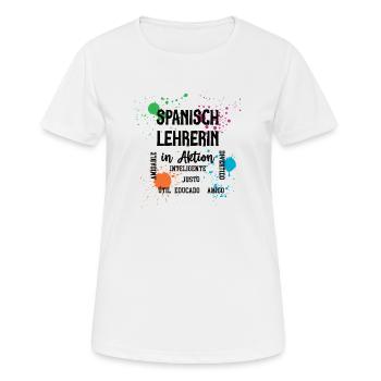 Spanisch Lehrerin in Aktion Spanischlehrerin - Frauen T-Shirt atmungsaktiv - Weiß - Vorne - AI Model Female 172 dark (172cm)