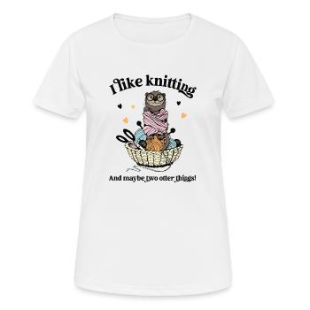 I LIKE KNITTING Ich liebe Stricken Häkeln Otter - Frauen T-Shirt atmungsaktiv - Weiß - Vorne - AI Model Female 172 dark (172cm)