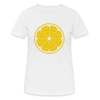 Pop-Art Zitronenscheibe Retro Motiv - Frauen T-Shirt atmungsaktiv - Weiß - Vorne - AI Model Female 172 dark (172cm)