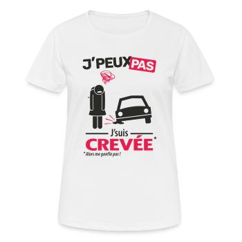 J'peux pas, j'suis crevée (femme) - T-shirt respirant Femme - blanc - Devant - AI Model Female 172 dark (172cm)