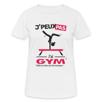 Je peux pas, j'ai gym (modèle poutre) - T-shirt respirant Femme - blanc - Devant - AI Model Female 172 dark (172cm)