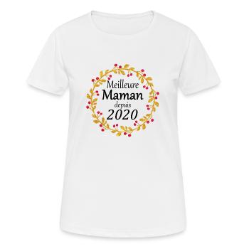 Meilleure Maman depuis 2020 - T-shirt respirant Femme - blanc - Devant - AI Model Female 172 dark (172cm)