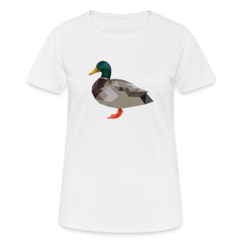 Ente, Erpel, Enten polygon geometrisch - Frauen T-Shirt atmungsaktiv - Weiß - Vorne - AI Model Female 172 dark (172cm)