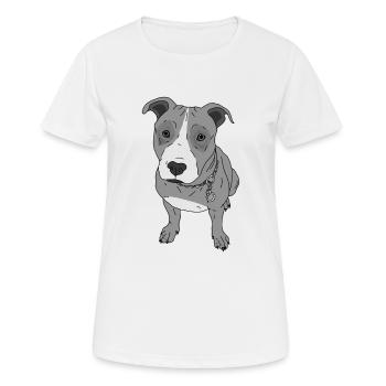 Chien chercher chien doux Stafford idée cadeau - T-shirt respirant Femme - blanc - Devant - AI Model Female 172 dark (172cm)