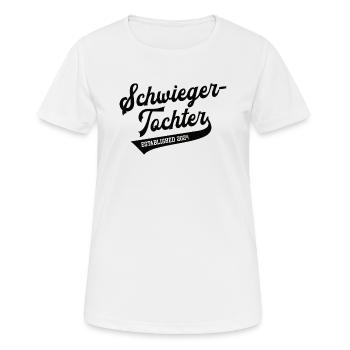 Schwiegertochter 2024 Hochzeit Heirat Ehe Tochter - Frauen T-Shirt atmungsaktiv - Weiß - Vorne - AI Model Female 172 dark (172cm)