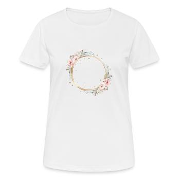 Modern Pastel Boho Flower Circle customizable - Women's Breathable T-Shirt - white - Front - AI Model Female 172 dark (172cm)