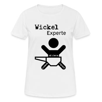 Wickel Experte - Baby - Geburt - Eltern - Frauen T-Shirt atmungsaktiv - Weiß - Vorne - AI Model Female 172 dark (172cm)