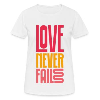 love never fails - Women's Breathable T-Shirt - white - Front - AI Model Female 172 dark (172cm)