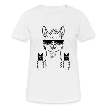 Llama Alpaca Peace Hand Gesture - Women's Breathable T-Shirt - white - Front - AI Model Female 172 dark (172cm)