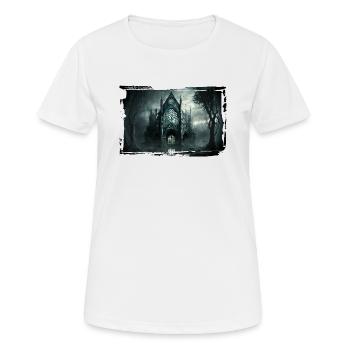 Schloss in der Nacht - Gotik - Frauen T-Shirt atmungsaktiv - Weiß - Vorne - AI Model Female 172 dark (172cm)