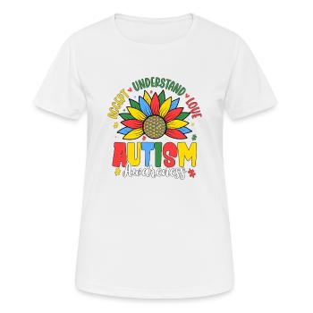 Sensibilisation à l’autisme - T-shirt respirant Femme - blanc - Devant - AI Model Female 172 dark (172cm)