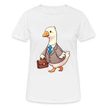 Ernsthafte Gans im Business-Anzug-Design - Frauen T-Shirt atmungsaktiv - Weiß - Vorne - AI Model Female 172 dark (172cm)